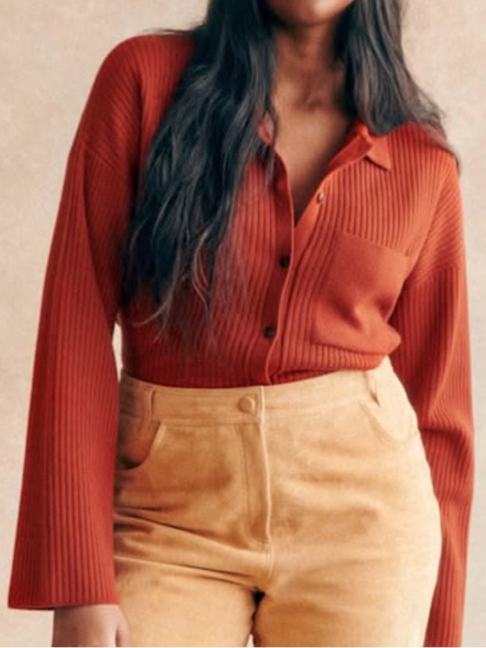 Sezane Liya Cardigan Rust - Size XS